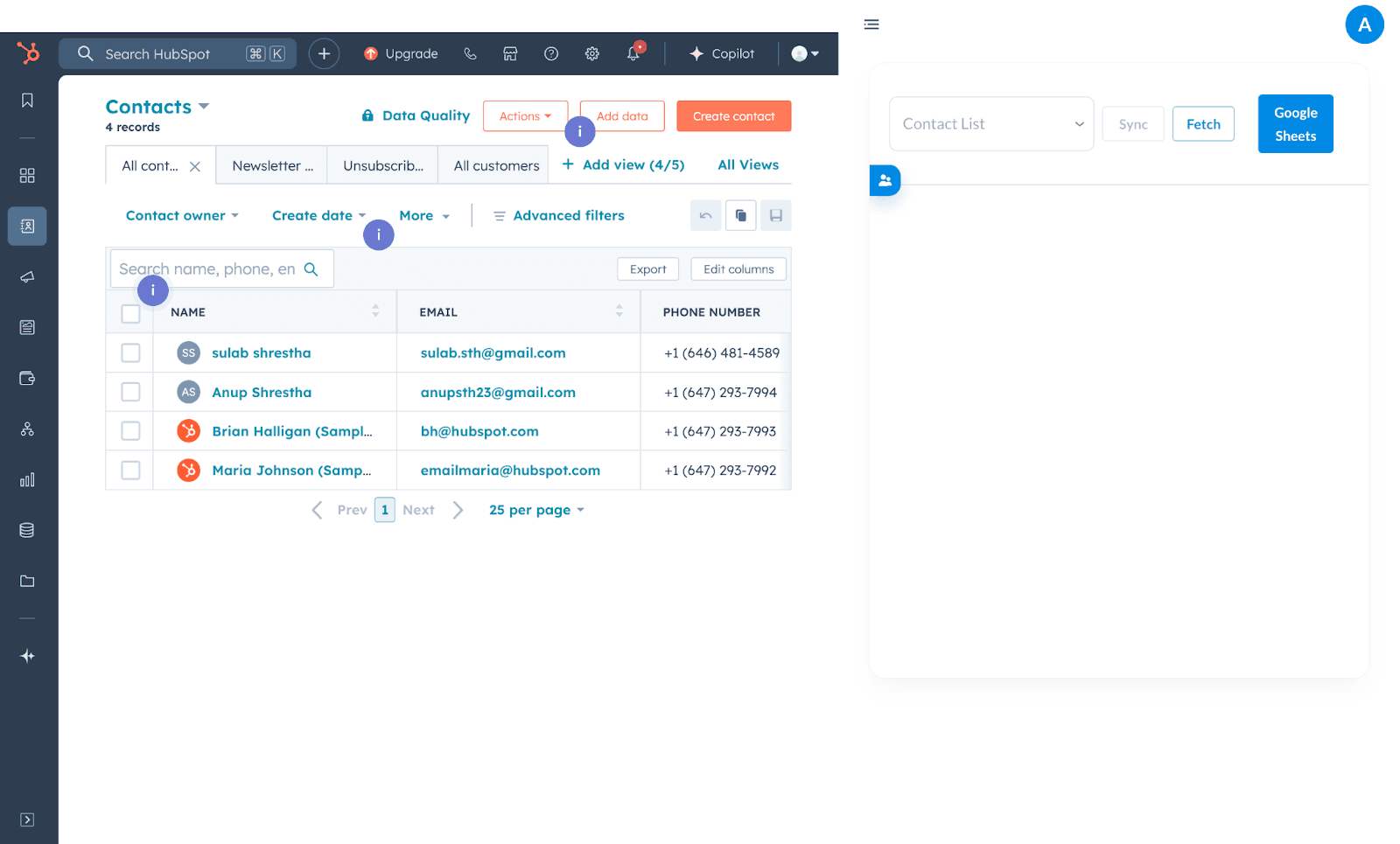 Search Contact List for the HubSpot list